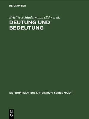 cover image of Deutung und Bedeutung